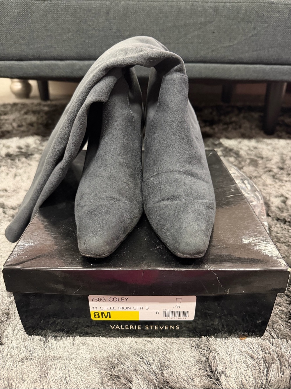 Valerie Stevens Steel Gray Suede Knee-High Boots